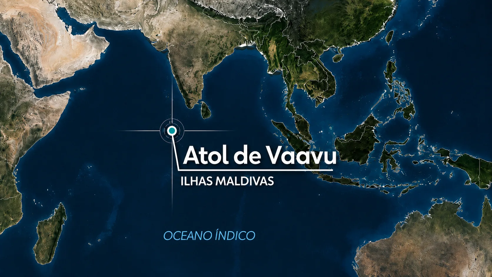 Mapa do atol de Vaavu, nas Ilhas Maldivas, no Oceano Índico, onde fica a caverna Devana Kandu